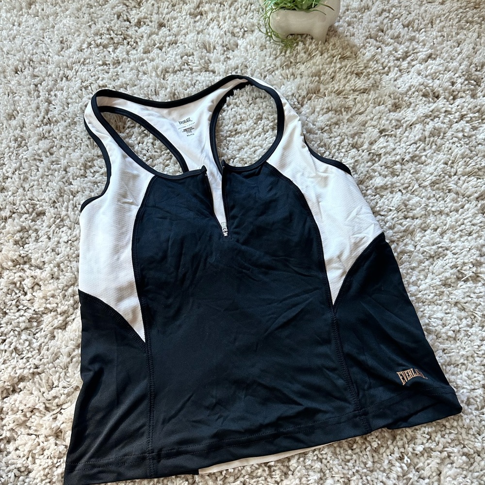Everlast black & white swimsuit cover simple casual swim top shirt.